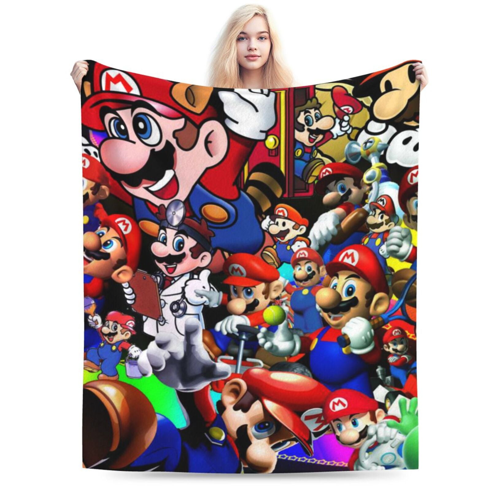 Super Mario Blanket, Cartoon Throw Blankets, Cozy Flannel Blankets For Boys Girls, Super Soft Warm Blanket For Couch Sofa Bed